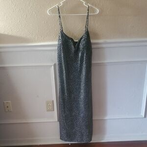 Planet Gold Black and White Midi Dress